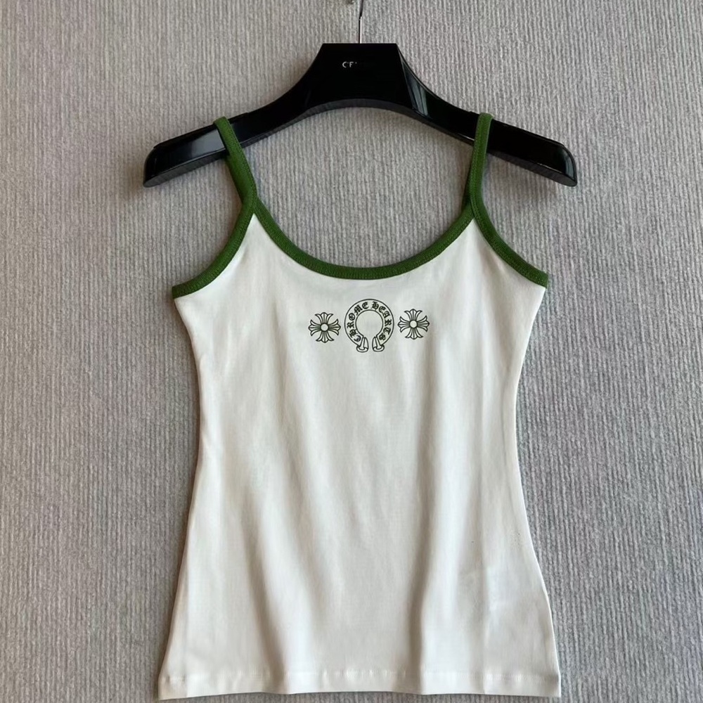 Chrome Hearts White Tank Top with Green Accents